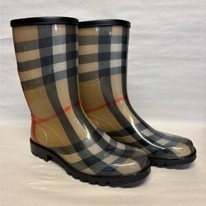 Burberry Women’s 7.5 (EU 38) Classic Nova Check Plaid Rain Boots Rubber #5561